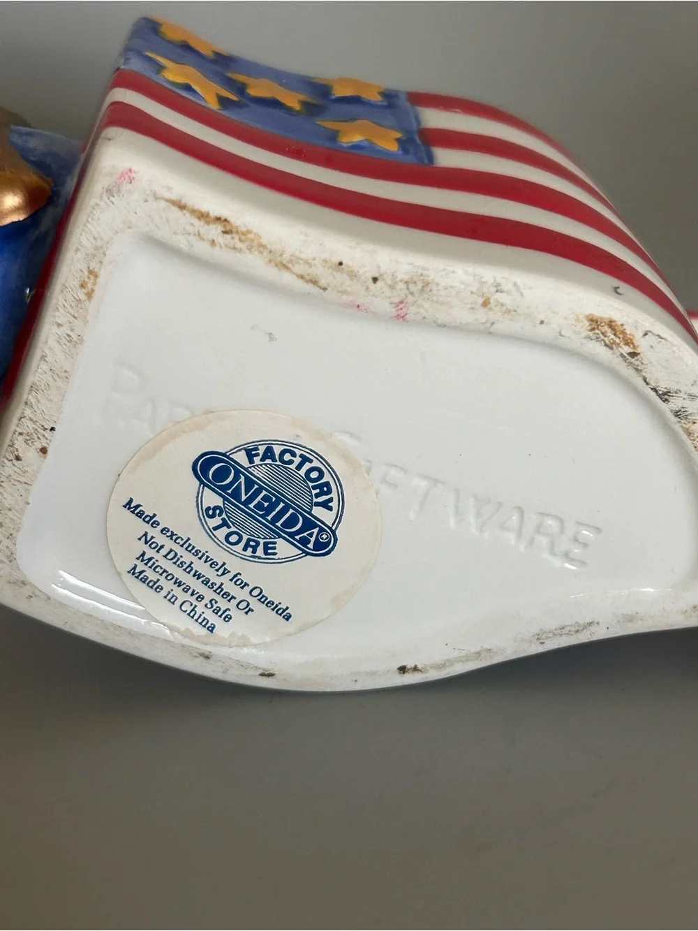 Patriotic Mini Teapot Oneida Ceramic Stars Stripes‎ USA July 4th READ